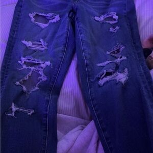 American Eagle Outfitters Ripped Blue Skinny Jeans